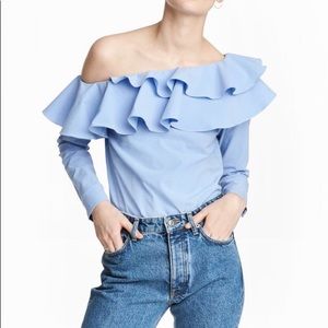 H&M one-shoulder ruffle blouse